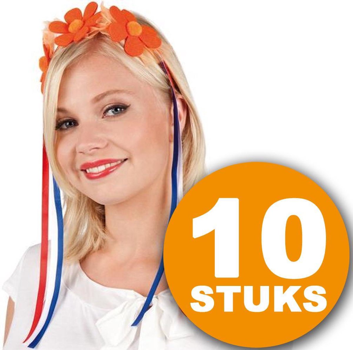 Oranje Feestkleding | 10 stuks Oranje Tiara met Bloemen | Feestkleding EK Voetbal 2021